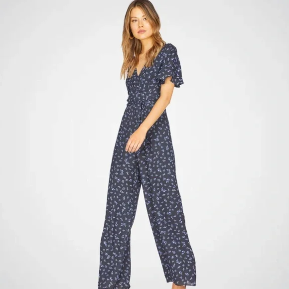 LIKE NEW: Greylin Printed Short Sleeve Jumpsuit with Tie Waist - Size XS - Picture 1 of 3